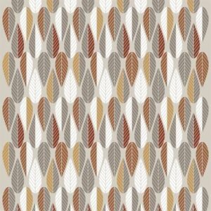 Arvidssons Textil Blader Kangas Ruosteenpunainen-Harmaa-Keltainen