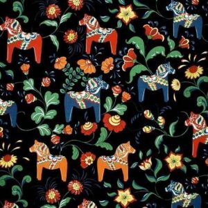 Arvidssons Textil Dalahäst Kangas Musta