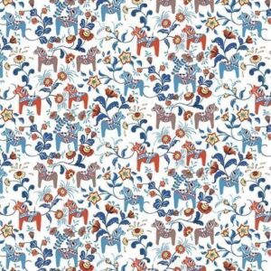 Arvidssons Textil Dalahäst Kangas Valkoinen