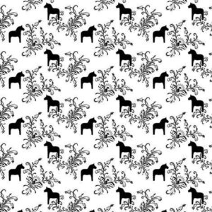 Arvidssons Textil Kurbits Kangas Musta-Valkoinen
