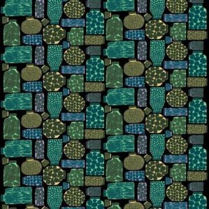Marimekko Pieni Purnukka Kangas Musta-Vihreä-Lila