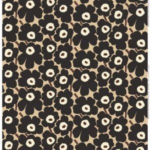 Marimekko Pieni Unikko Kangas Beige / Tummanharmaa / Ruskea