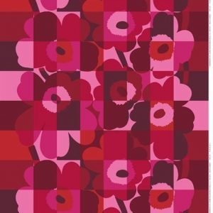 Marimekko Ruutu-Unikko Vahakangas Punainen-Vaaleanpunainen