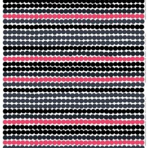 Marimekko Räsymatto Kangas Musta-Harmaa-Pinkki
