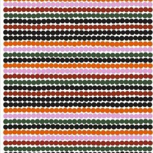 Marimekko Räsymatto Kangas Valkoinen-Oranssi-Vihreä-Musta