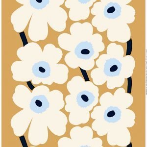 Marimekko Unikko Kangas Beige / Valkoinen / Sininen